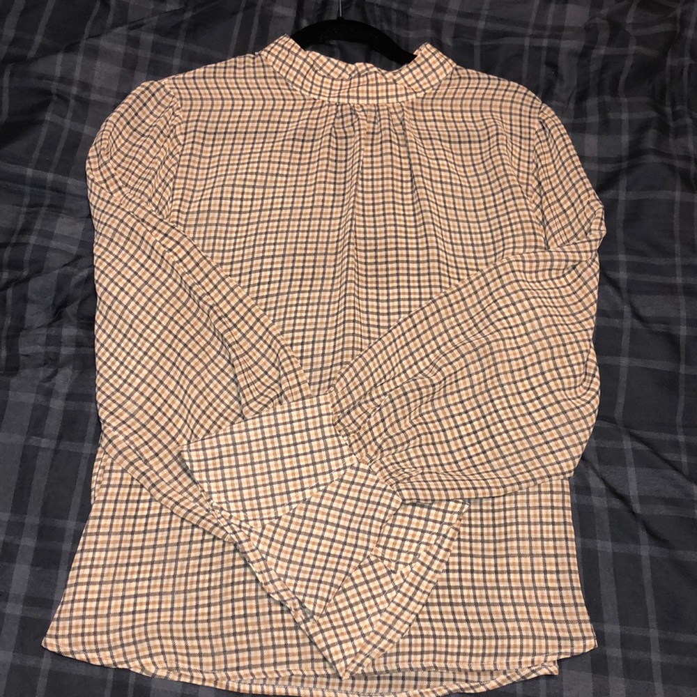 Bell sleeve plaid blouse